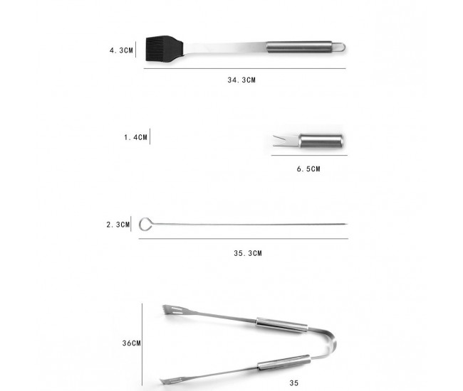 Set 18 Ustensile pentru Gratar, Flippy, din Otel Inoxidabil, Geanta Oxford, Argintiu