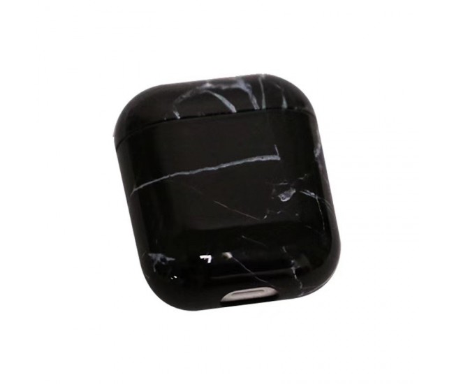 Husa AirPods cu Inel Prindere Marble Negru