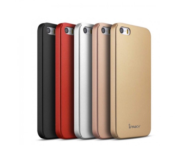 Husa Apple iPhone 5/5S/SE IPAKY Full Cover 360 Auriu cu Folie Cadou