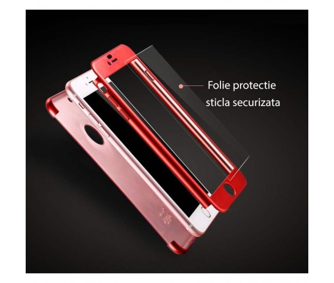 Husa Apple iPhone 6/6S 6 Joyroom (Fata + Spate) Rosu + Folie de protectie