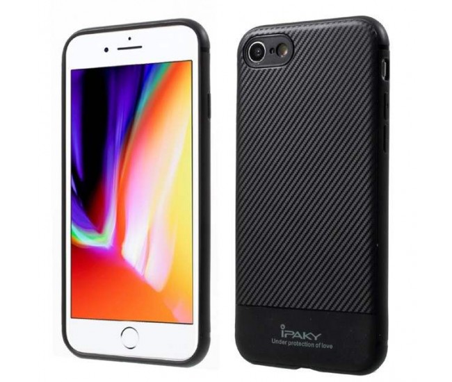 Husa Apple iPhone 7 IPAKY Carbon Fiber Negru