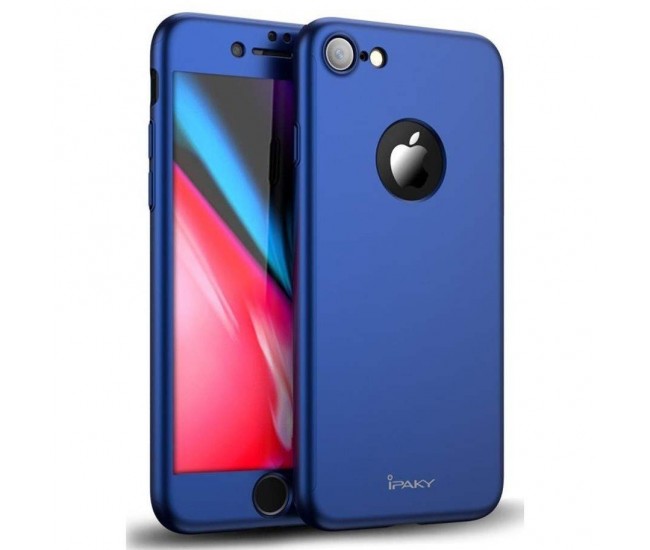 Husa Apple iPhone 7 IPAKY Full Cover 360 Albastru + Folie Cadou