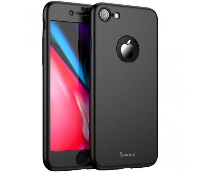 Husa Apple iPhone 7 IPAKY Full Cover 360 Negru + Folie Cadou