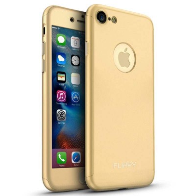 Husa Apple iPhone 7 Premium Full Cover 360 Auriu + Folie Cadou