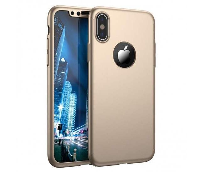 Husa Apple iPhone 8 Full Cover 360 Auriu + Folie Cadou