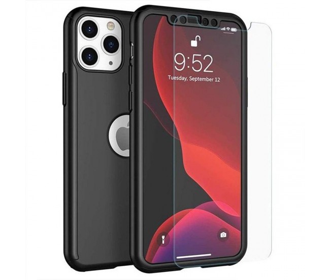 Husa Apple iPhone X Flippy Full Cover 360 Negru + Folie Sticla Cadou