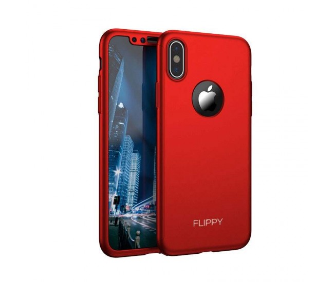 Husa Apple iPhone X Full Cover 360 Rosu + Folie Cadou