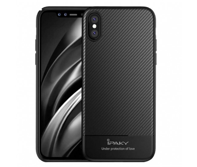 Husa Apple iPhone X IPAKY Carbon Fiber Negru