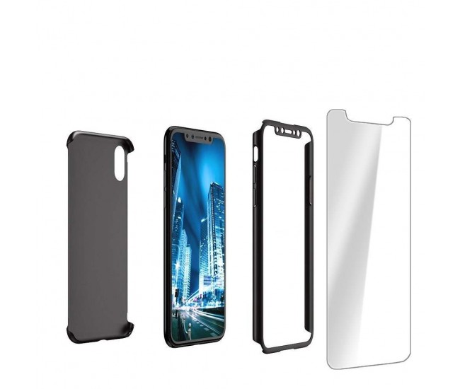 Husa Apple iPhone X IPAKY Full Cover 360 Negru + Folie Cadou