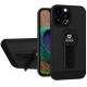 Husa Armor Design cu Stand pentru iPhone 13 Pro Max, Negru, Suport Auto Magnetic, Wireless Charge, Protectie Antisoc, Flippy