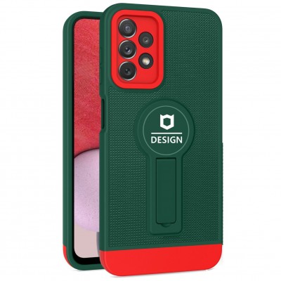 Husa Armor Design cu Stand pentru Samsung Galaxy A53 5G, Verde/Rosu, Suport Auto Magnetic, Wireless Charge, Protectie Antisoc, Flippy