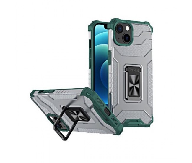 Husa de protectie Flippy compatibila cu Apple iPhone 13 Acrylic Armor cu suport Verde Inchis