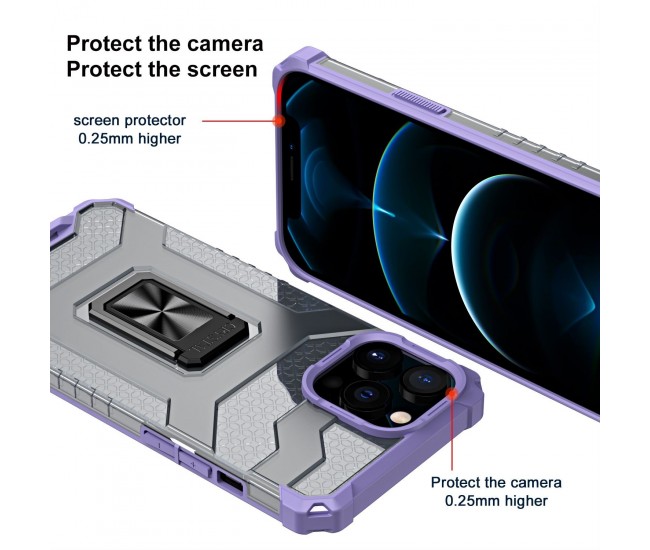 Husa de protectie Flippy compatibila cu Apple iPhone 13 Pro Acrylic Armor cu suport Mov