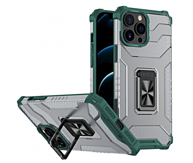 Husa de protectie Flippy compatibila cu Apple iPhone 13 Pro Acrylic Armor cu suport Verde Inchis