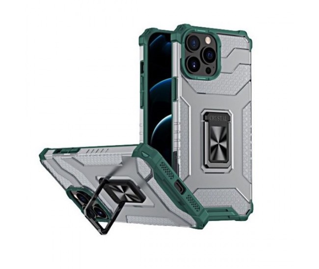 Husa de protectie Flippy compatibila cu Apple iPhone 13 Pro Max Acrylic Armor cu suport Verde Inchis