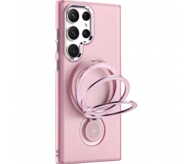 Husa de protectie Flippy, cu incarcare Wireless, Tehnologie Magsafe, TPU, Inel magnetic rotativ cu functie de suport, pentru  Samsung Galaxy S23 , Rose Gold