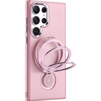 Husa de protectie Flippy, cu incarcare Wireless, Tehnologie Magsafe, TPU, Inel magnetic rotativ cu functie de suport, pentru  Samsung Galaxy S23 Plus , Rose Gold