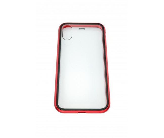 Husa de protectie Magnetic 360, Folie sticla inclusa, pentru Apple iPhone X, Rosu