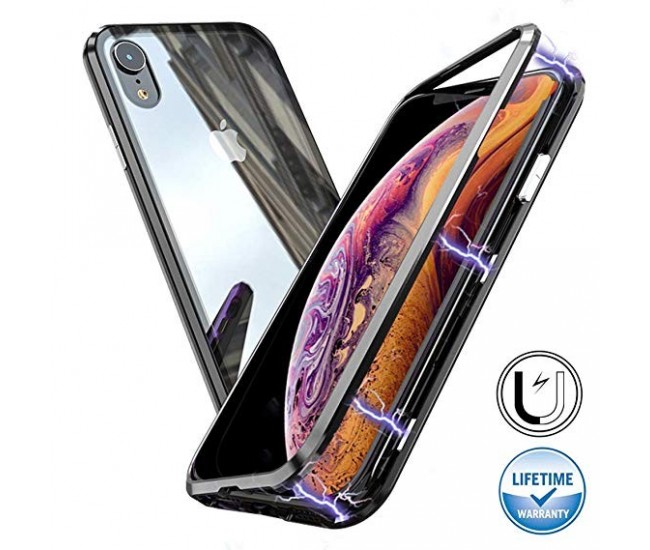 Husa de protectie Magnetic 360, Folie sticla inclusa, pentru Apple iPhone XS Max, Negru