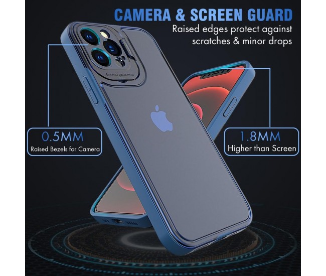 Husa de protectie pentru Apple iPhone 14, Flippy, Bracket series cu suport si protectie pentru camera, Albastru