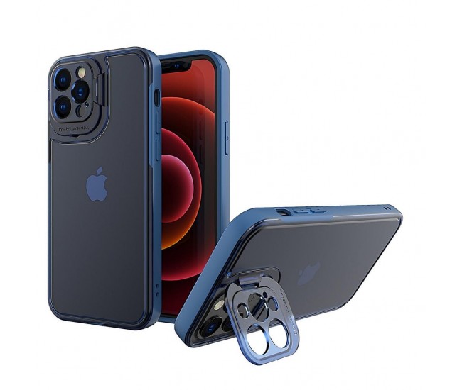 Husa de protectie pentru Apple iPhone 14, Flippy, Bracket series cu suport si protectie pentru camera, Albastru