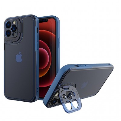 Husa de protectie pentru Apple iPhone 14 Pro, Flippy, Bracket series cu suport si protectie pentru camera, Albastru