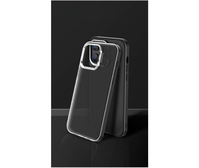 Husa de protectie pentru iPhone 14, cu suport metalic pentru camera, Bracket Series, Flippy, Protectie Antisoc, PC mat, silicon moale pe margini, Negru