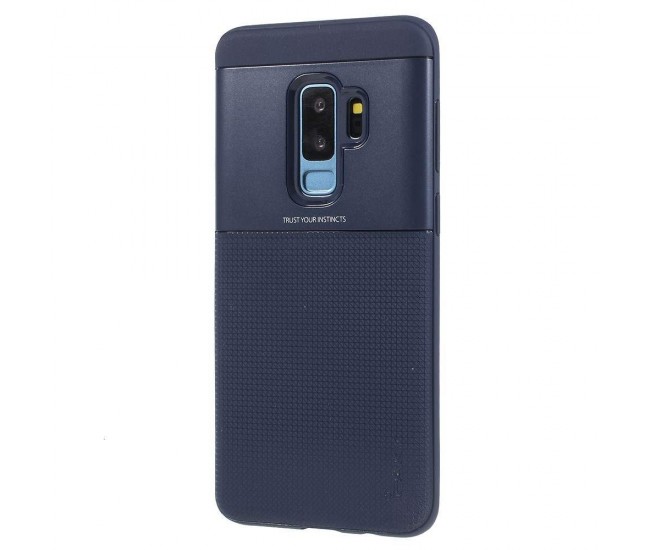 Husa de protectie pentru Samsung Galaxy S9 Plus Ipaky Elegant Grid Design TPU Hybrid Albastru