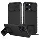 Husa Defender cu Stand pentru iPhone 11, Negru, Suport reglabil, Antisoc, Protectie glisanta pentru camera, Flippy