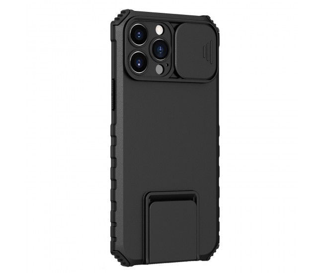 Husa Defender cu Stand pentru iPhone 11, Negru, Suport reglabil, Antisoc, Protectie glisanta pentru camera, Flippy