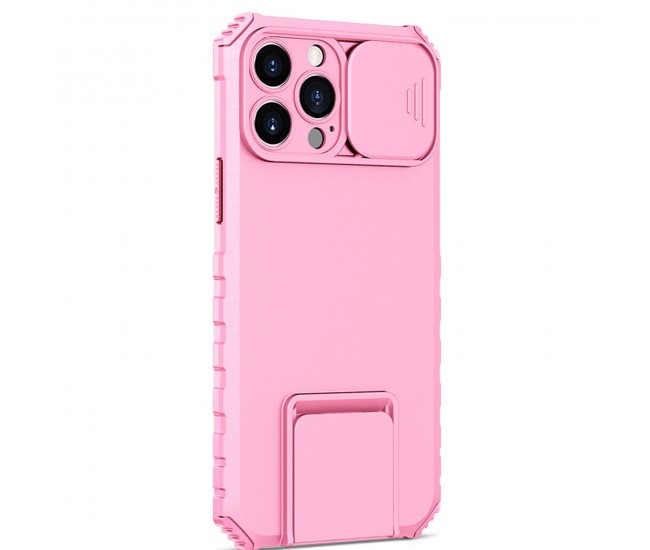 Husa Defender cu Stand pentru iPhone 11 Pro Max, Roz, Suport reglabil, Antisoc, Protectie glisanta pentru camera, Flippy