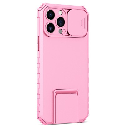 Husa Defender cu Stand pentru iPhone 11 Pro, Roz, Suport reglabil, Antisoc, Protectie glisanta pentru camera, Flippy