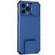 Husa Defender cu Stand pentru iPhone 12 Pro, Albastru, Suport reglabil, Antisoc, Protectie glisanta pentru camera, Flippy