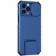 Husa Defender cu Stand pentru iPhone 12, Albastru, Suport reglabil, Antisoc, Protectie glisanta pentru camera, Flippy