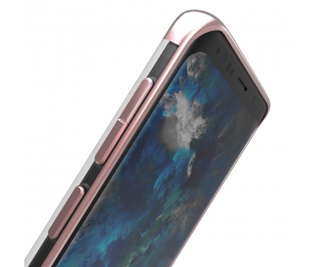 Husa Huawei P20 Lite Transparent cu Margini Roz-Aurii