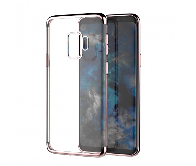 Husa Huawei P20 Lite Transparent cu Margini Roz-Aurii