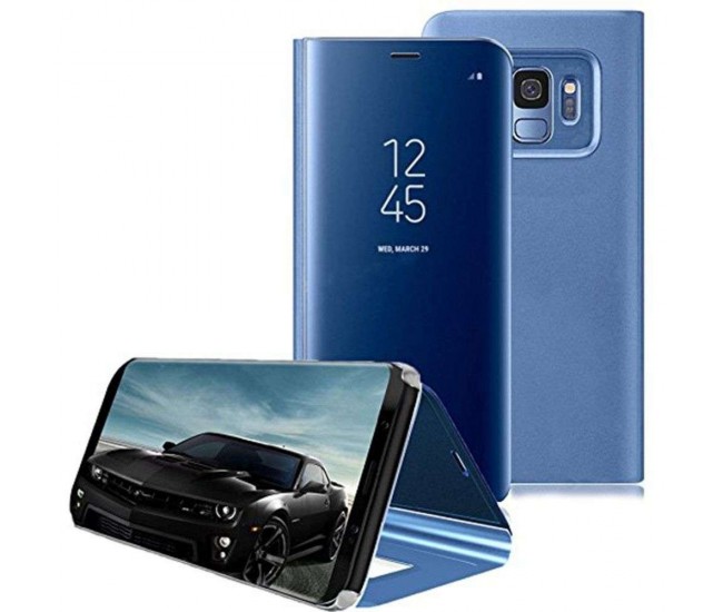 Husa Huawei P30 Lite, Flip Cover Oglinda, Albastru