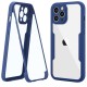 Husa Max Defence pentru iPhone 11, Albastru, Fata Dubla Transparenta, Protectie Antisoc Full 360 ( fata, spate, margini ), Flippy