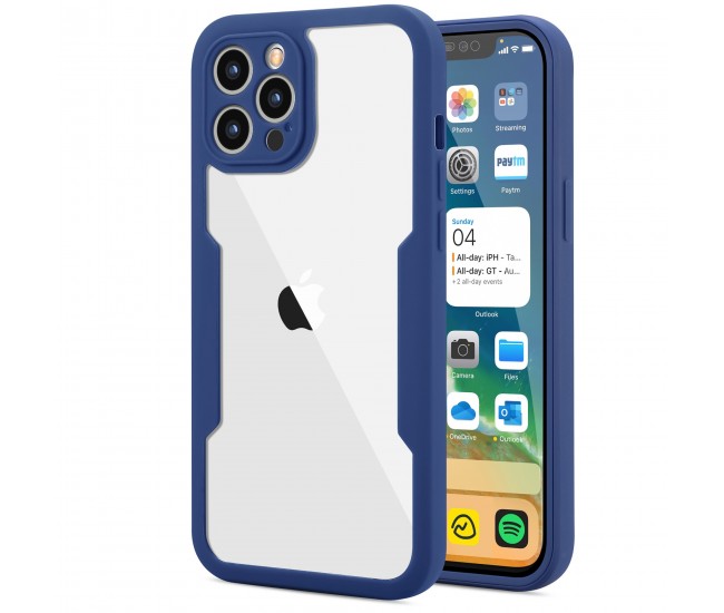 Husa Max Defence pentru iPhone 11, Albastru, Fata Dubla Transparenta, Protectie Antisoc Full 360 ( fata, spate, margini ), Flippy