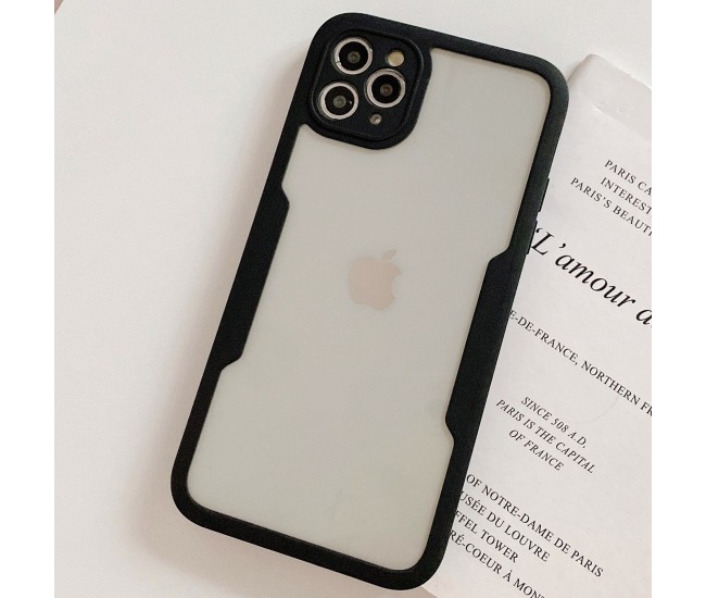 Husa Max Defence pentru iPhone 11, Bumper Negru, Fata Dubla Transparenta, Protectie Antisoc Full 360 ( fata, spate, margini ), Flippy