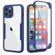 Husa Max Defence pentru iPhone 11 Pro, Bumper Albastru, Fata Dubla Transparenta, Protectie Antisoc Full 360 ( fata, spate, margini ), Flippy