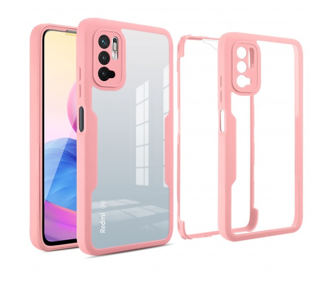 Husa Max Defence pentru iPhone 11 Pro, Bumper Roz, Fata Dubla Transparenta, Protectie Antisoc Full 360 ( fata, spate, margini ), Flippy