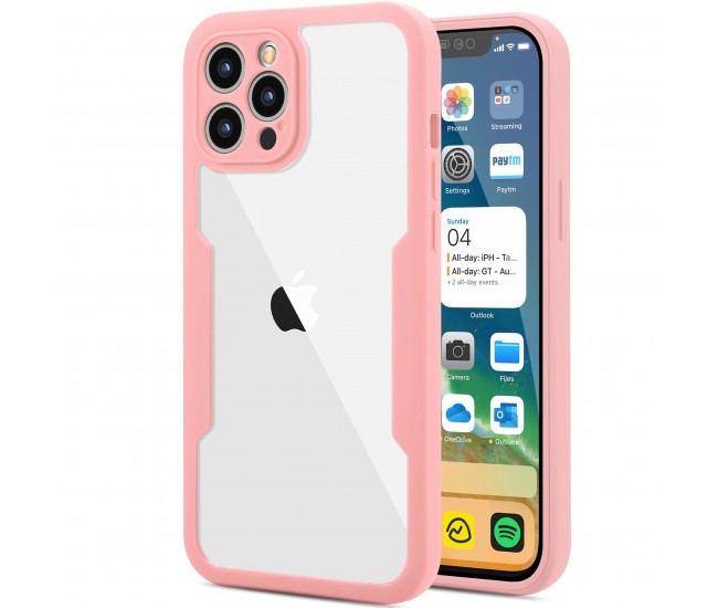 Husa Max Defence pentru iPhone 11 Pro, Bumper Roz, Fata Dubla Transparenta, Protectie Antisoc Full 360 ( fata, spate, margini ), Flippy