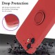 Husa protectie Flippy compatibila cu Apple iPhone 12 Liquid Silicone Ring cu suport rotativ Rosu