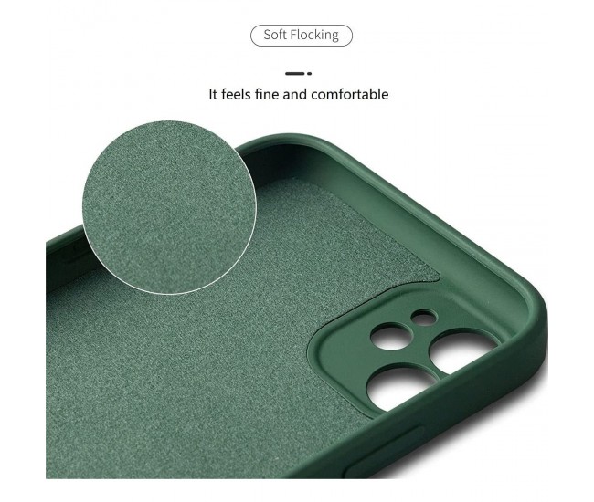 Husa protectie Flippy compatibila cu Apple iPhone 12 Liquid Silicone Ring cu suport rotativ Verde