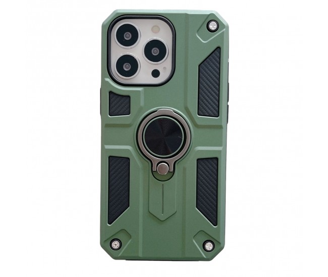 Husa protectie Flippy compatibila cu Apple iPhone 13 Defender Model 5 cu suport prindere inel,Verde