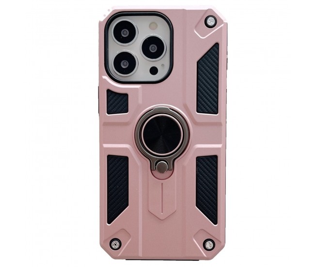 Husa protectie Flippy compatibila cu Apple iPhone 13 Mini Defender Model 5 cu suport prindere inel,Roz Auriu