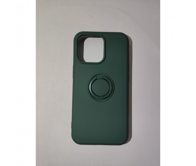 Husa protectie Flippy compatibila cu Apple iPhone 13 Pro Liquid Silicone Ring cu suport rotativ Verde