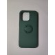 Husa protectie Flippy compatibila cu Apple iPhone 13 Pro Liquid Silicone Ring cu suport rotativ Verde