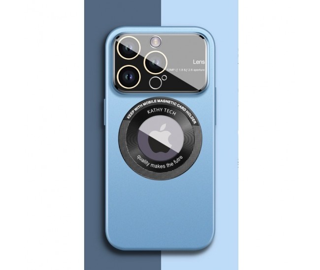 Husa protectie MagSafe Kathy Tech, Flippy, pentru Apple iPhone 11, Dublu Cerc, Albastru Deschis